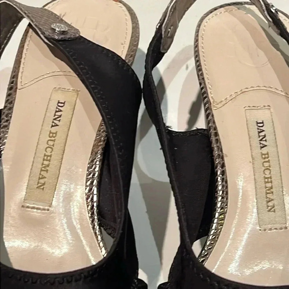 Dana Buchman slingback heels black 8‎ event cocktail party wedding open toe work - Picture 2 of 8